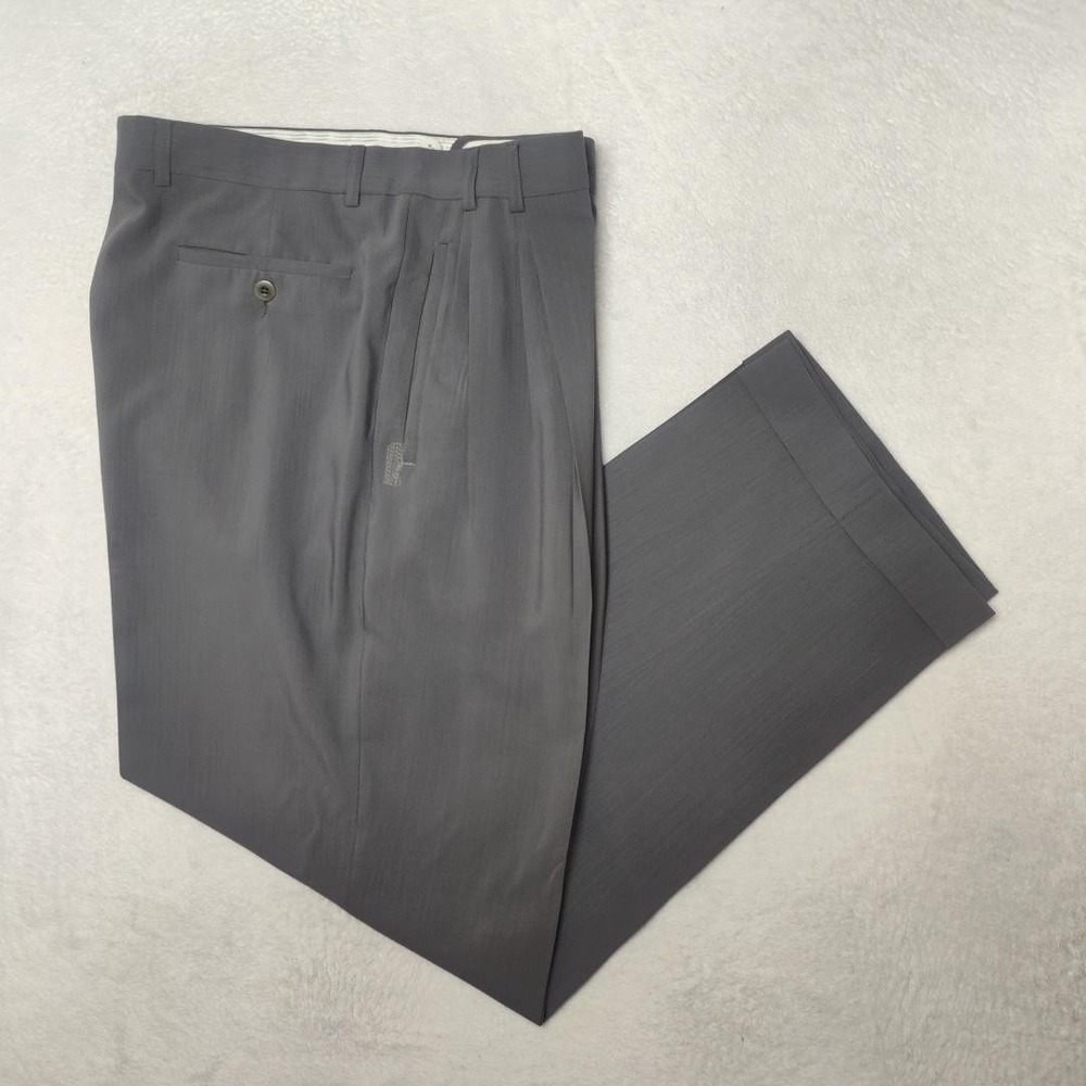 Zanella Pants Men 34x30 Gray Wool Jesse Pleated Cuffed Dress Slacks Italy REPAIR